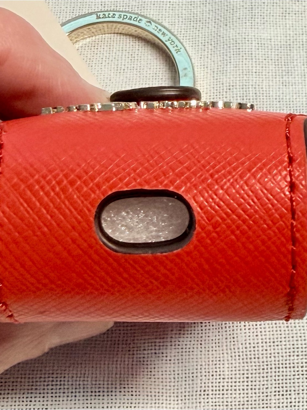 kate spade Red Saffiano Leather Key & Card Holder Keychain - Picture 4 of 4